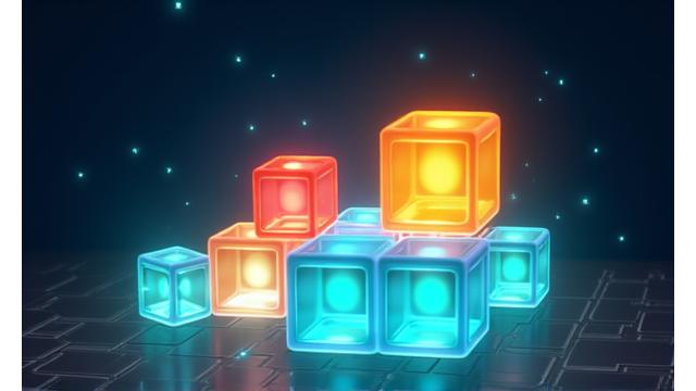 Imagen del juego Cubo Cromático, un puzzle con cubos de colores y efectos brillantes