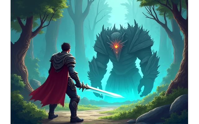 Captura de pantalla de un juego RPG con personajes heroicos en un entorno de fantasía