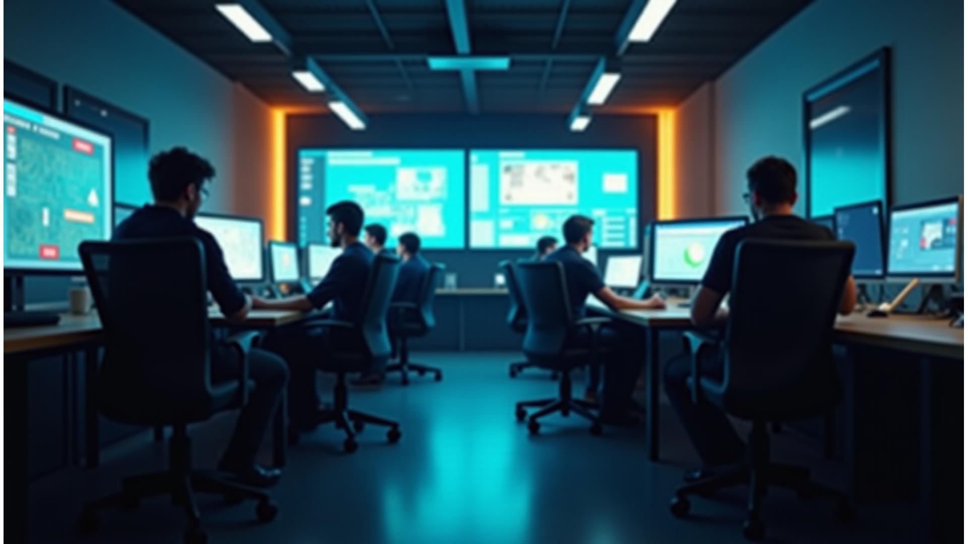 Oficina de Ludus Aura con desarrolladores de juegos móviles trabajando